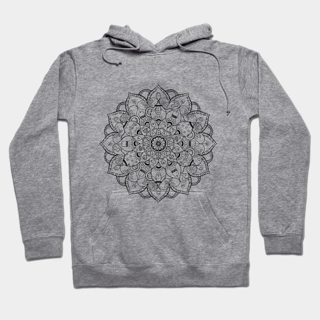 Tea Lovers Mandala - Black Hoodie by Abbilaura